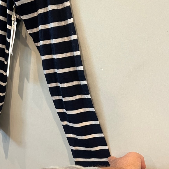 Caslon Raglan Cotton Blend Navy and White Long Sleeve Striped Top NWT - Picture 9 of 13